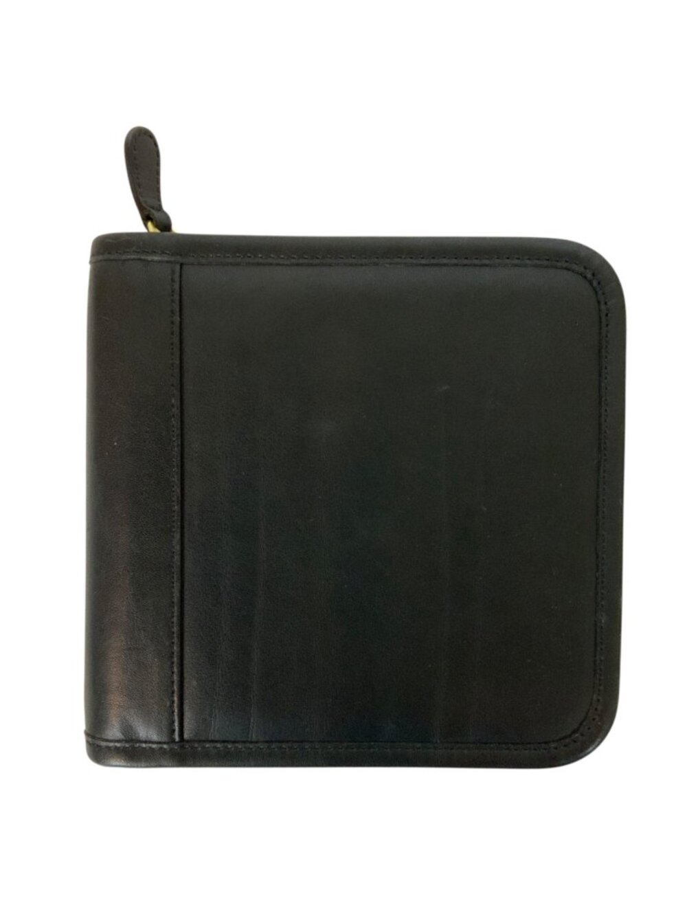 Coach Leather Black Zippered CD Holder Organizer Embossed Logo Multiple Sleeves